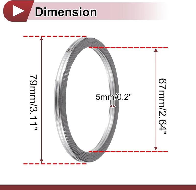 REPAIROCK ID 67mm Exhaust Manifold Gasket Prevent Leak Noise Exhaust Donut Gasket Muffler Ring Exhaust Flange Gasket for Car SUV Truck Graphite Stainless Steel - Image 4